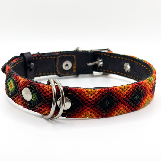 Otoño Large 45cm Hand Embroidered Leather Dog Collar