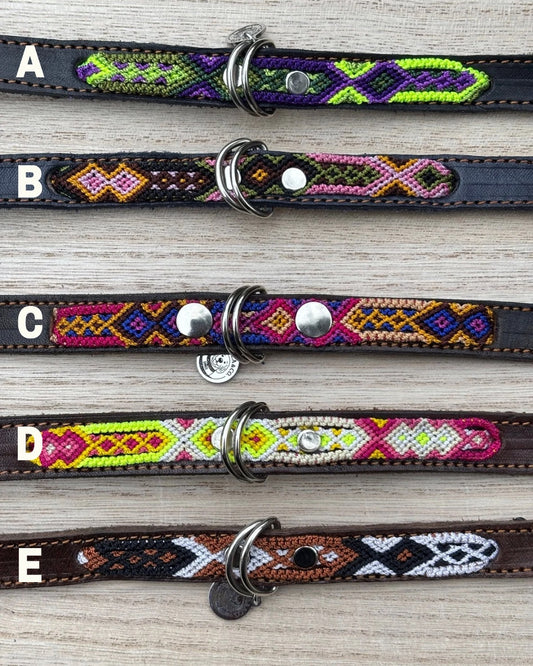 Small Plus (35cm) Partial Embroidered Leather Collars