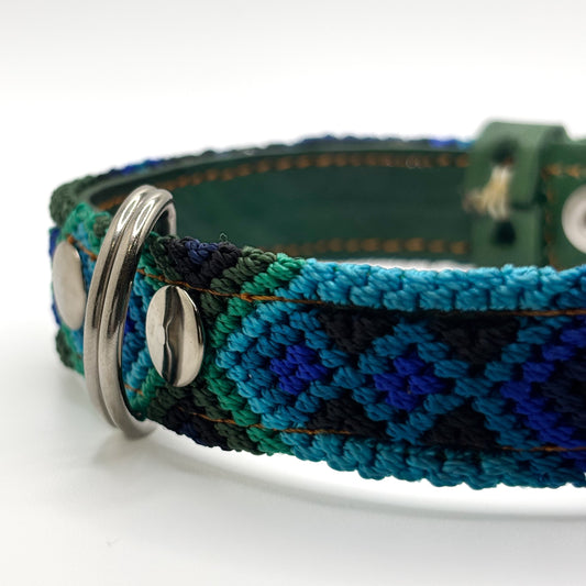 Esmeralda-Small (35cm) Hand Embroidered Leather Dog Collar