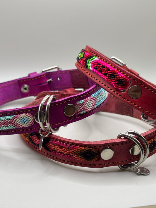 Cotton candy Large 45cm Leather Dog Collar