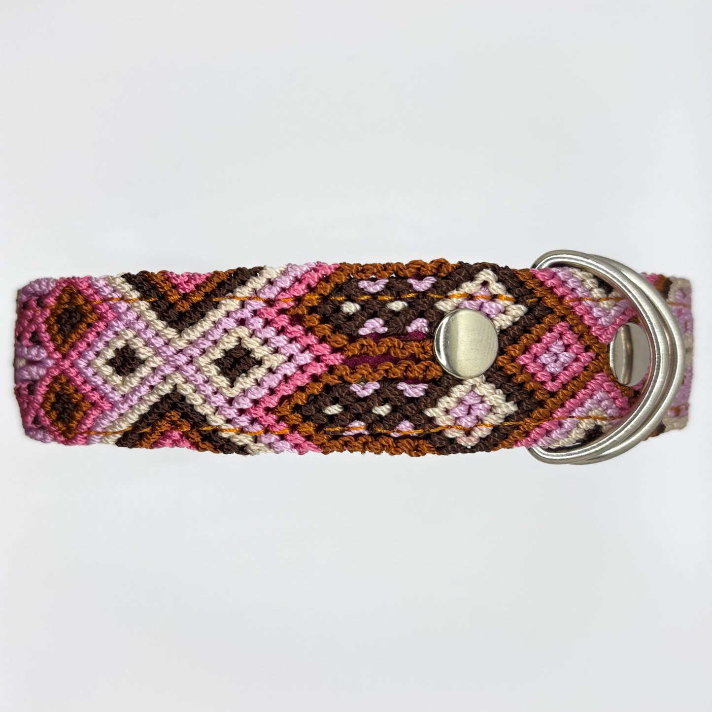 Canela Rosa-Large (50cm) Hand Embroidered Leather Dog Collar