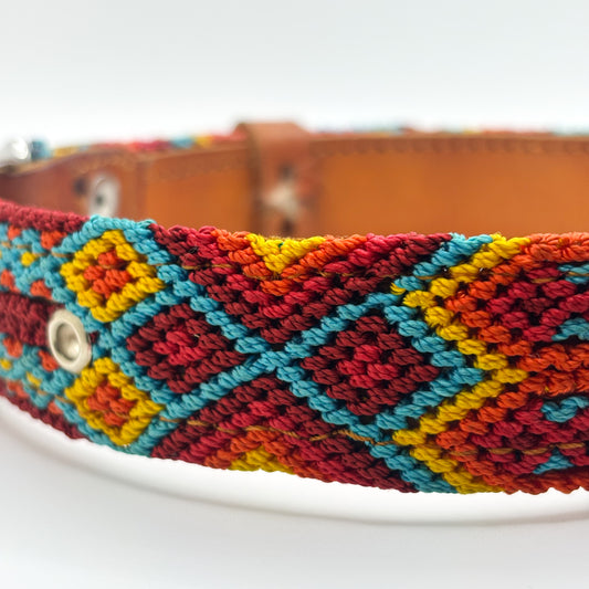 Sol y Mar – Large (50cm) Hand Embroidered Leather Dog Collar