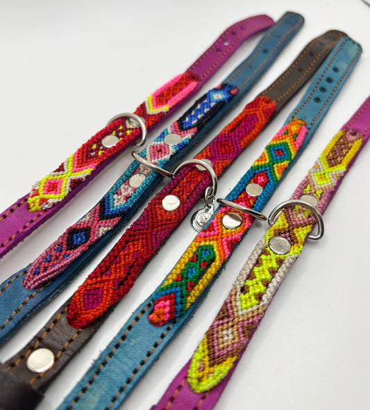 X-Small (25cm) Hand Embroidered Leather Dog Collars