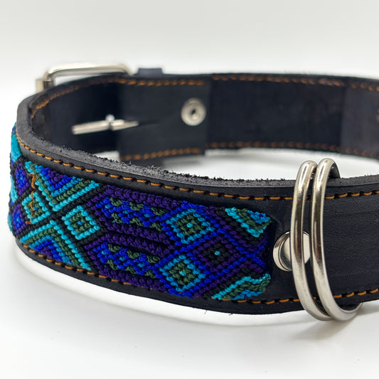 Cenote – XL (55cm) Hand Embroidered Leather Dog Collar
