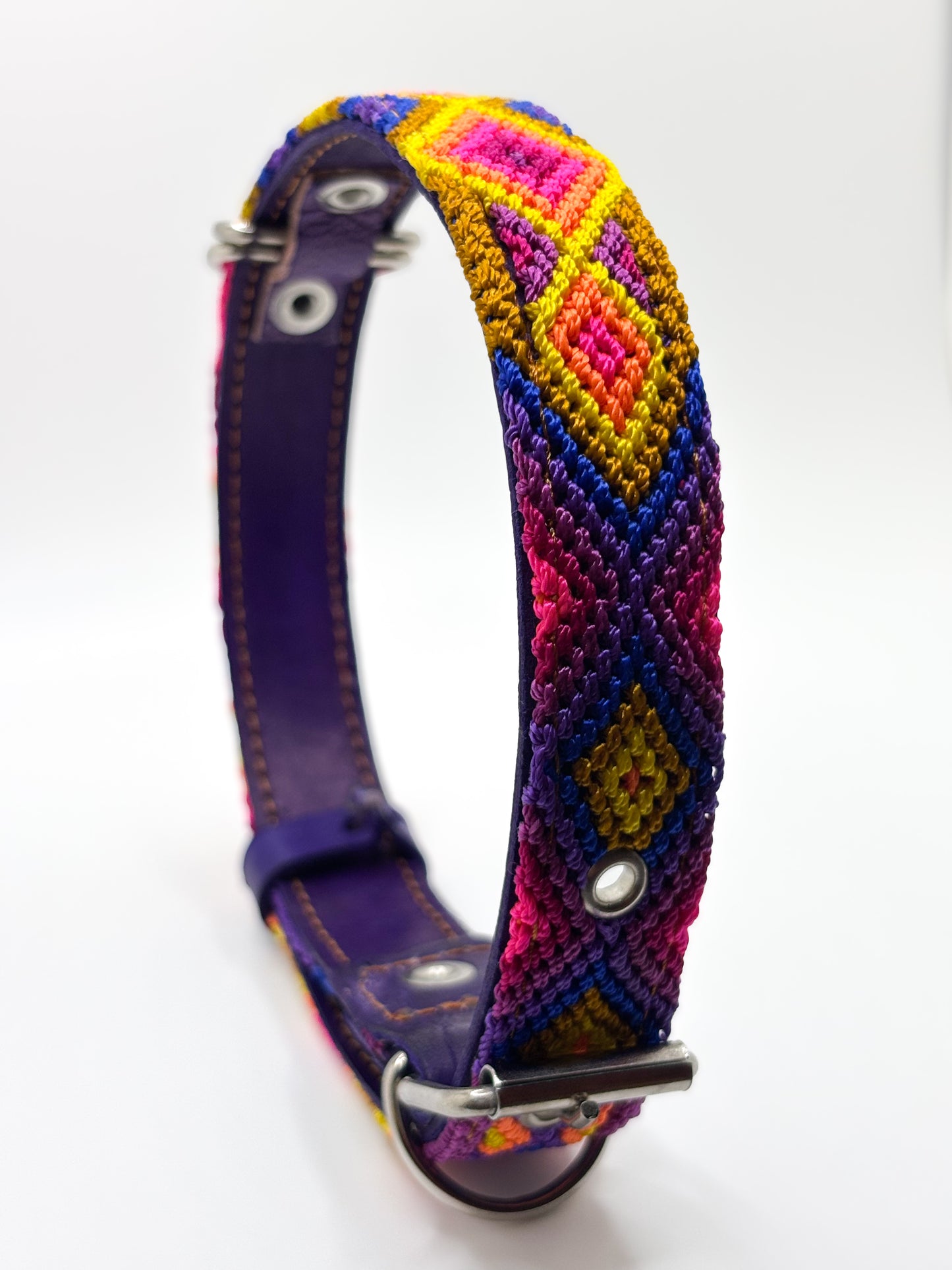 Carnaval Large 45cm Hand Embroidered Leather Dog Collar
