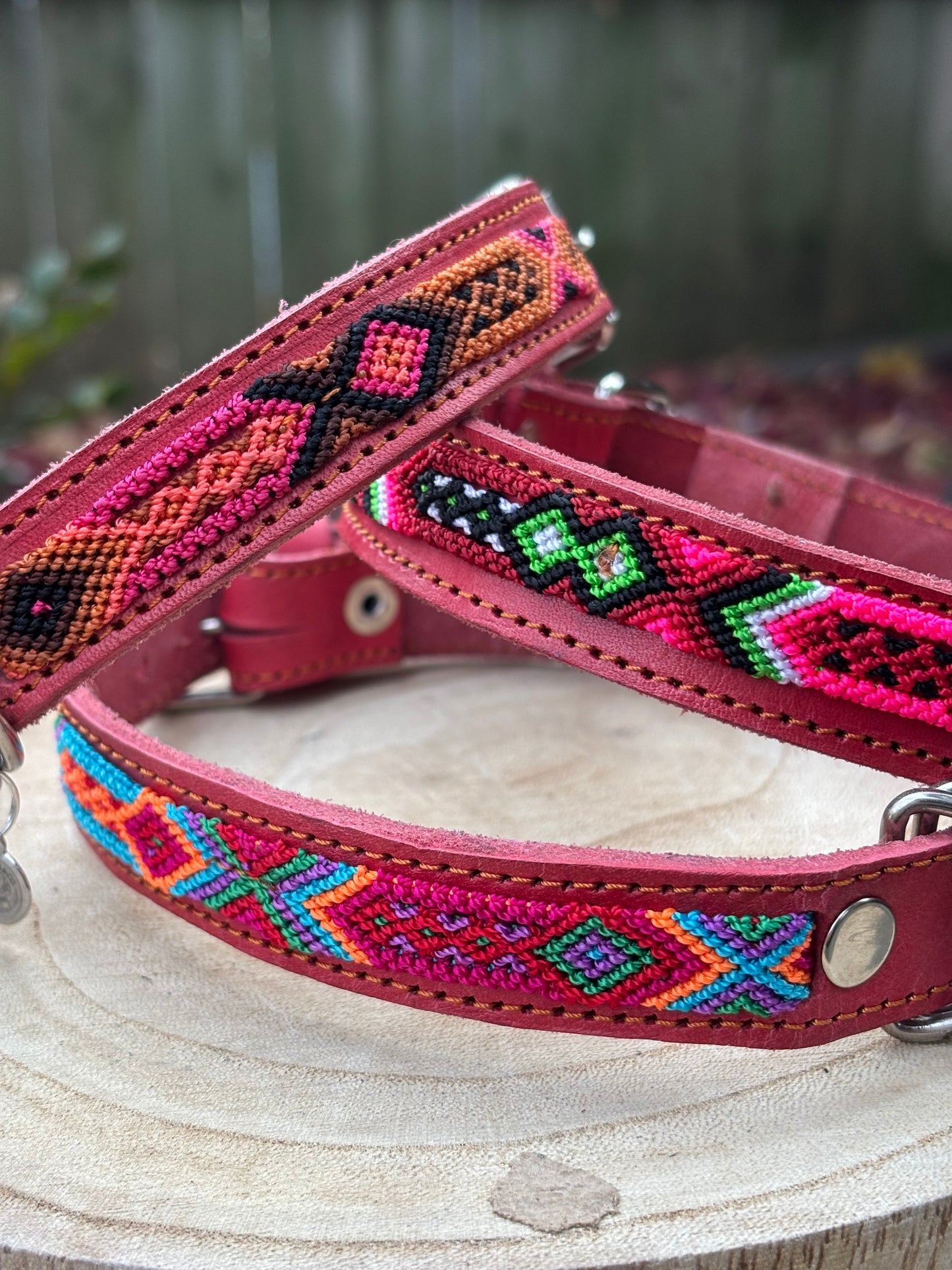 Medium Plus (45cm)Partial Embroidered Leather Collars