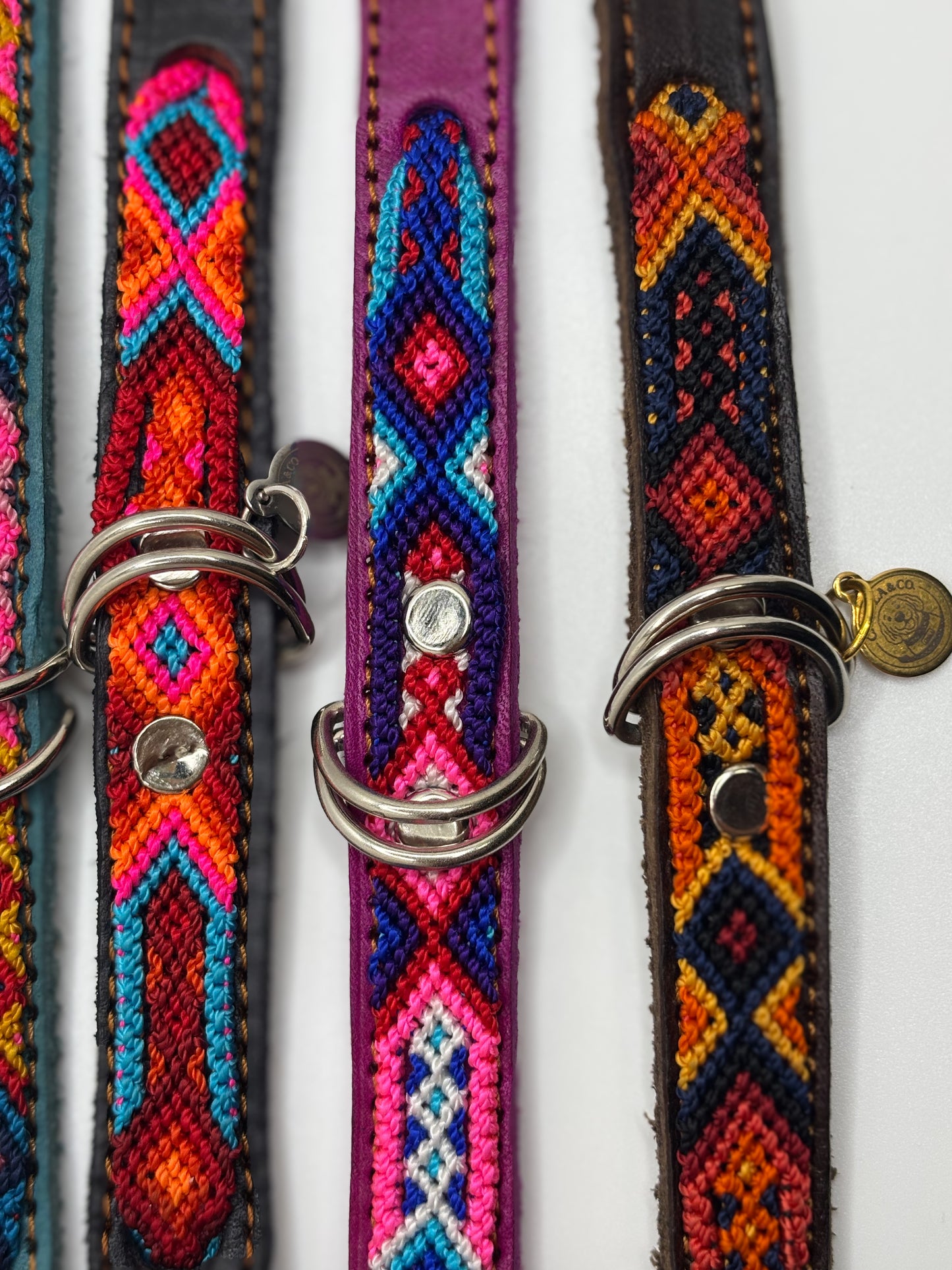 Small (35cm) Hand Embroidered Leather Dog Collars