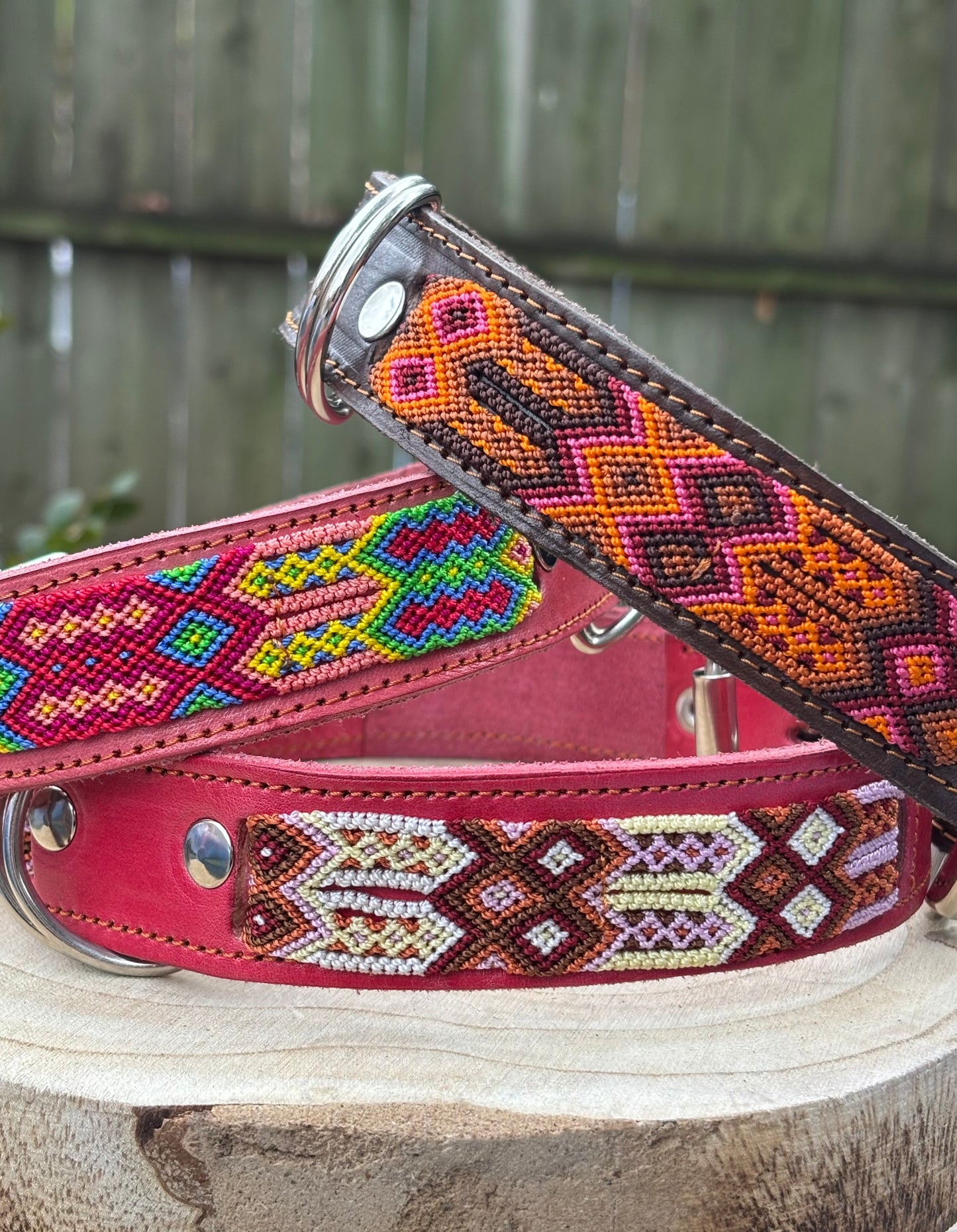 Large Plus (55) Partial Embroidered Leather Collars