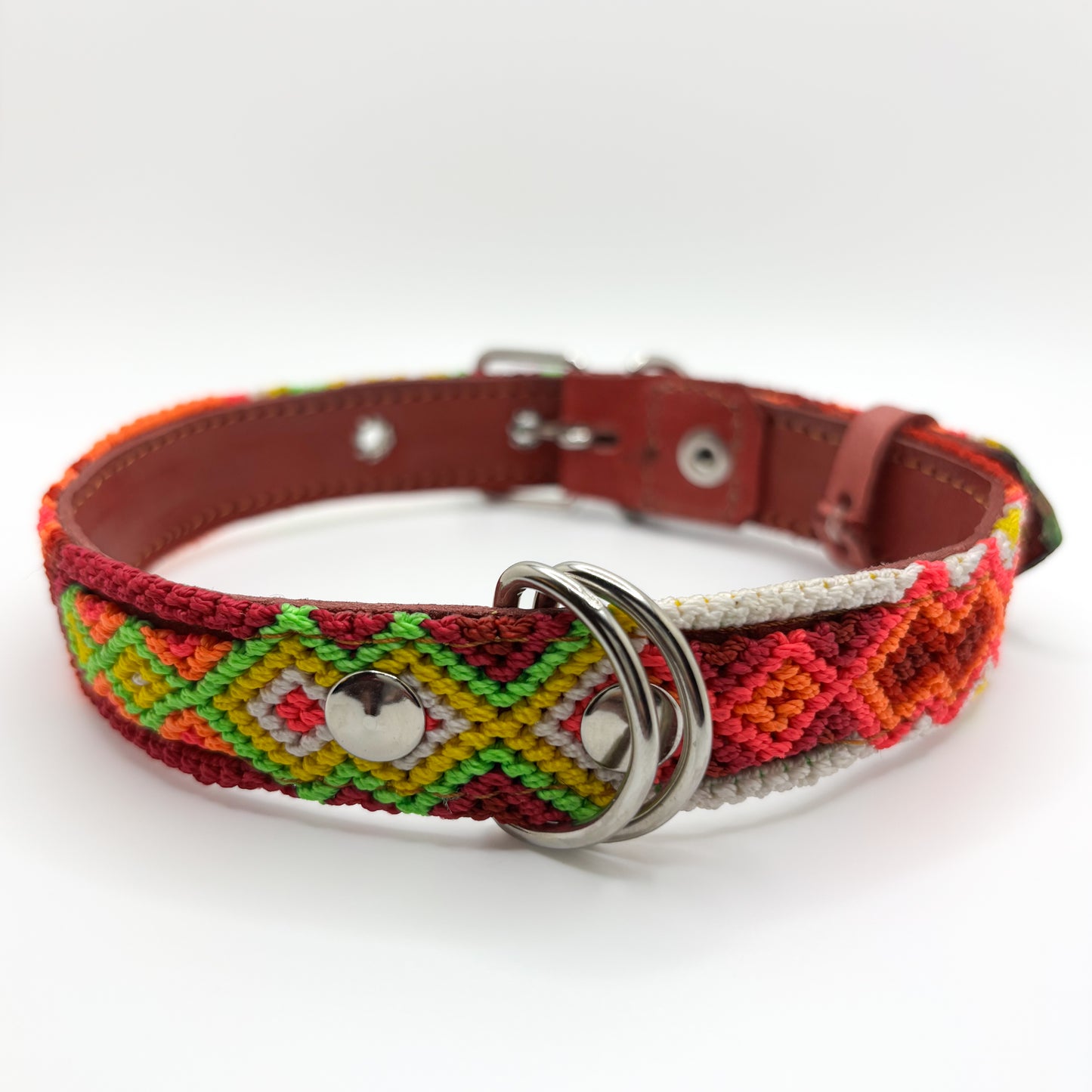 Amanecer Large 45cm Hand Embroidered Leather Dog Collar