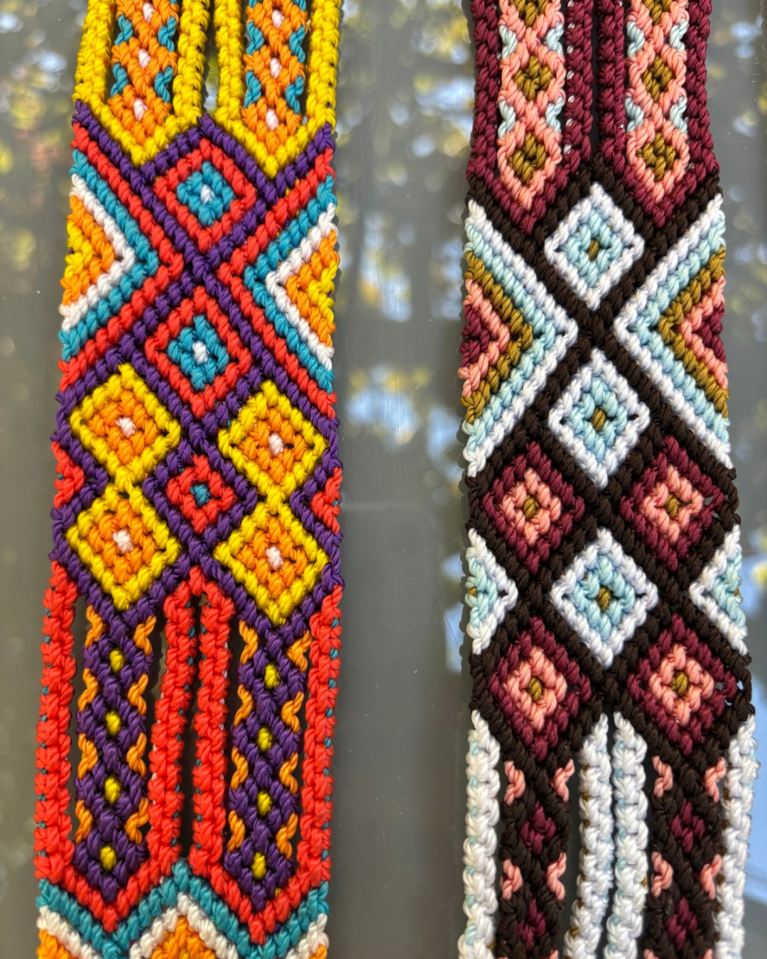 Handwoven Large Dog Leash-1m Embroidered with Leather Handle