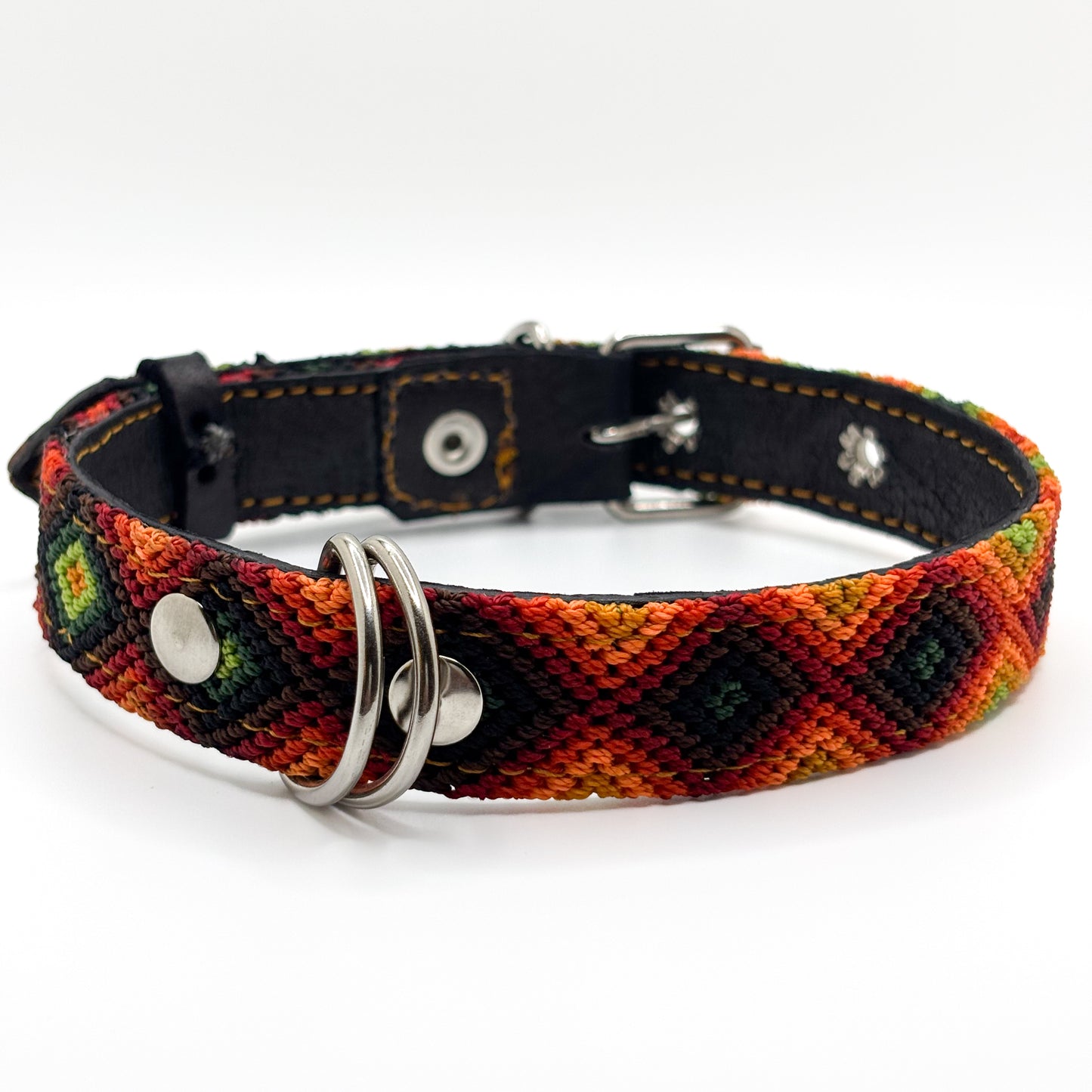 Otoño Large 45cm Hand Embroidered Leather Dog Collar