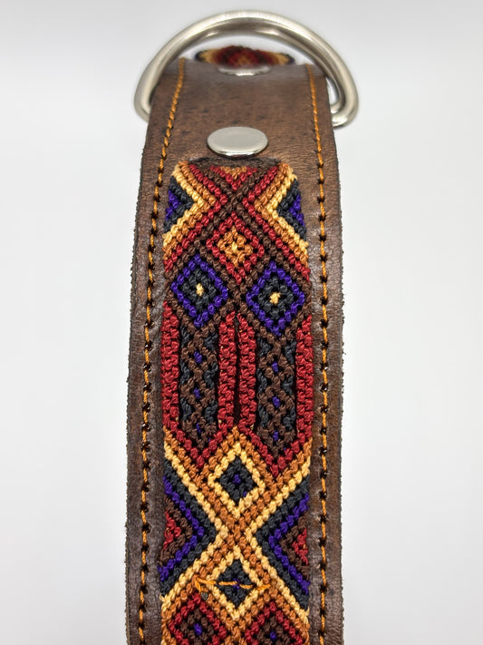 Montaña – XL (55cm) Hand Embroidered Leather Dog Collar