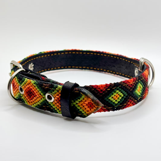Otoño Large 45cm Hand Embroidered Leather Dog Collar
