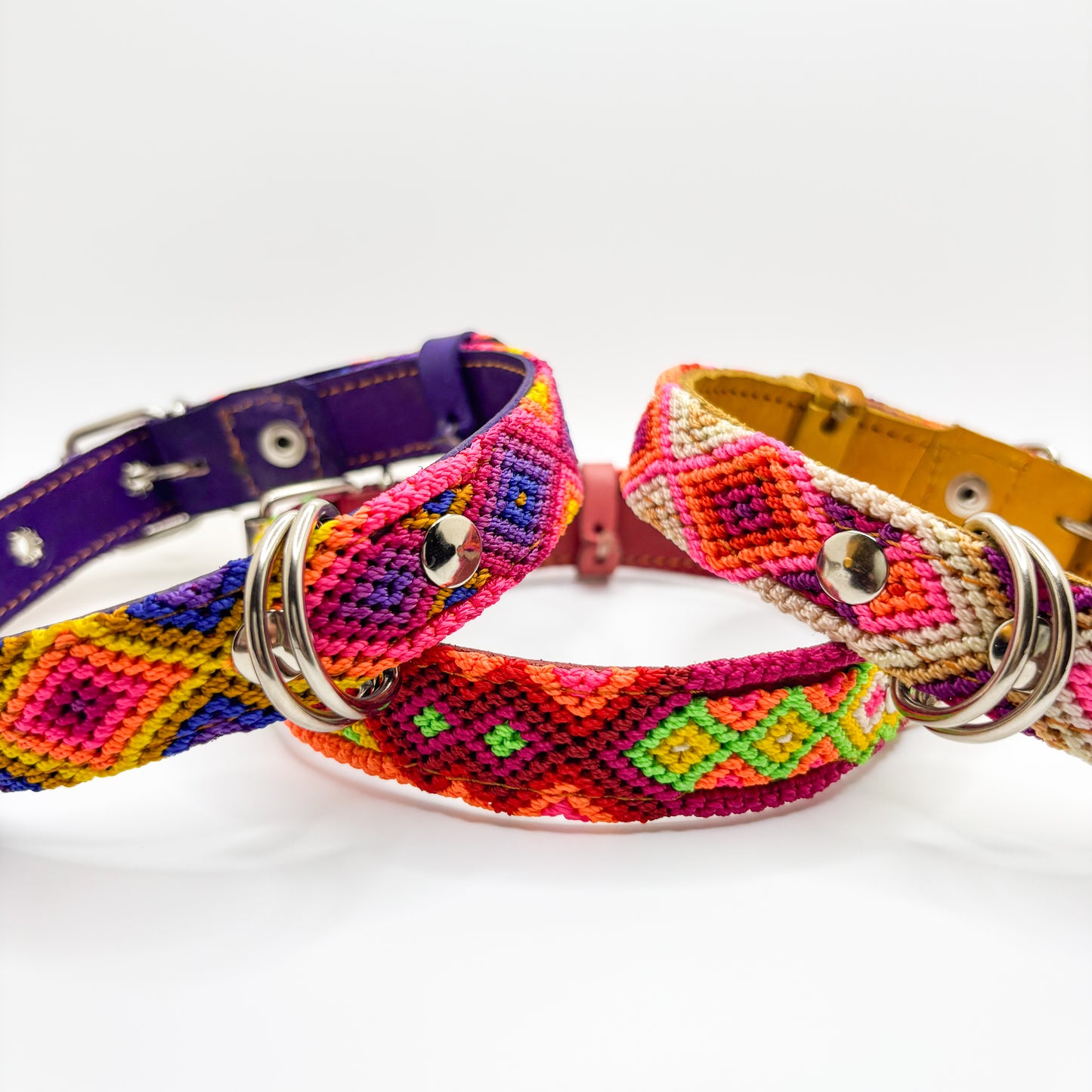 Amanecer Large 45cm Hand Embroidered Leather Dog Collar