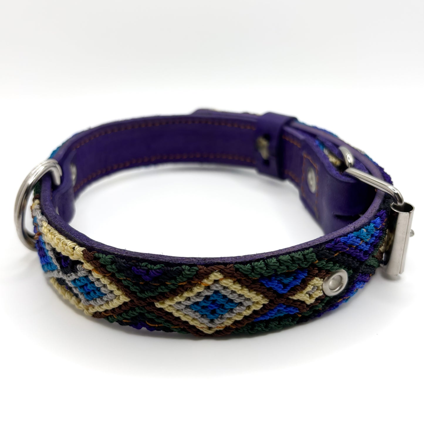 Midnight-Horizon Small (35cm) Hand Embroidered Leather Dog Collar