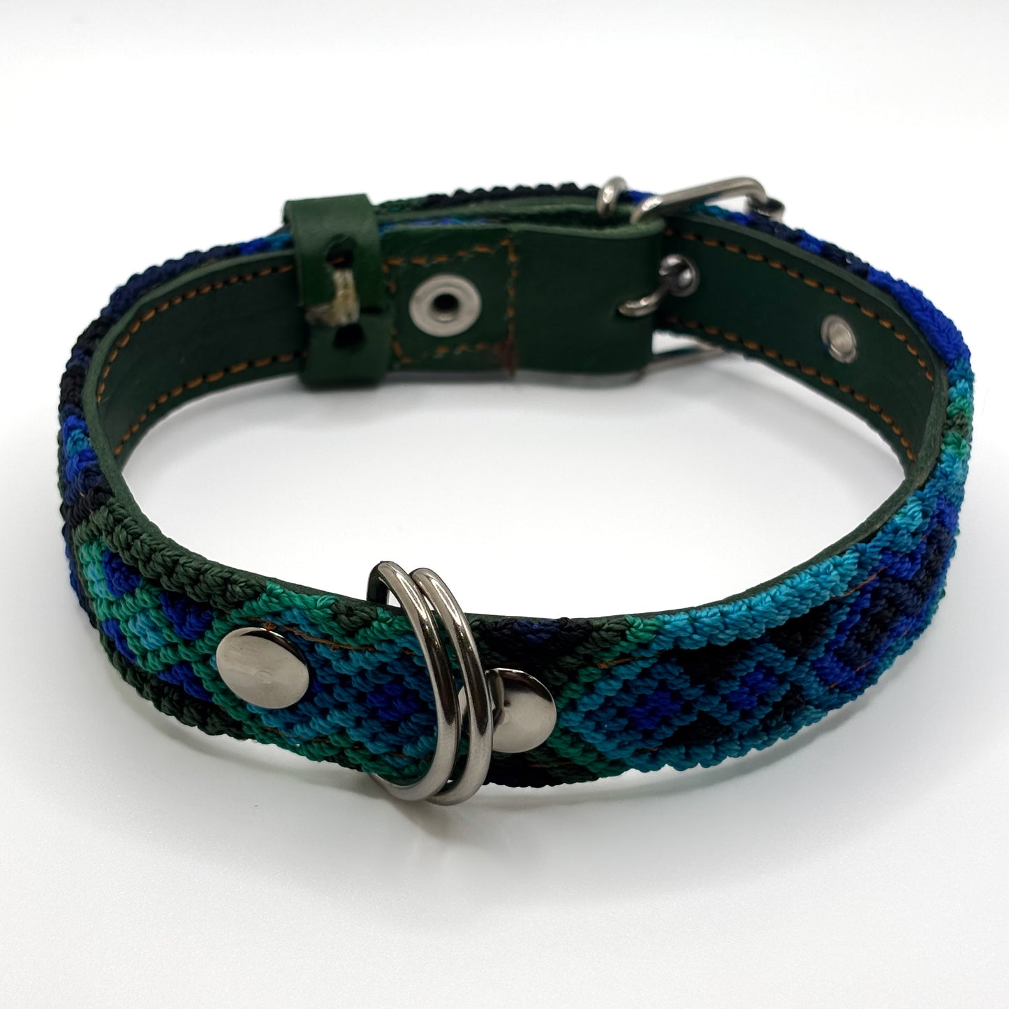 Esmeralda-Small (35cm) Hand Embroidered Leather Dog Collar