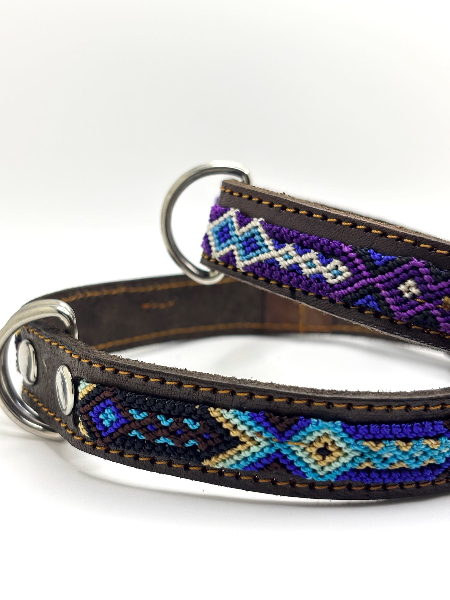 Starry Night Large 45cm Hand Embroidered Leather Dog Collar
