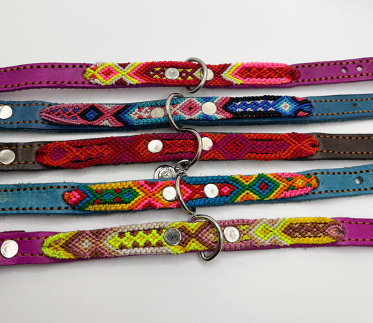 X-Small (25cm) Hand Embroidered Leather Dog Collars