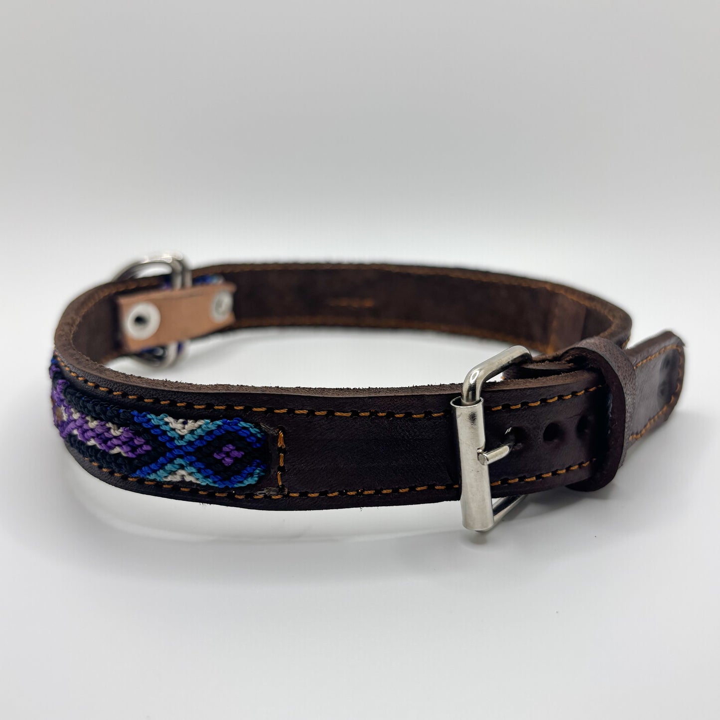 Starry Night Large 45cm Hand Embroidered Leather Dog Collar