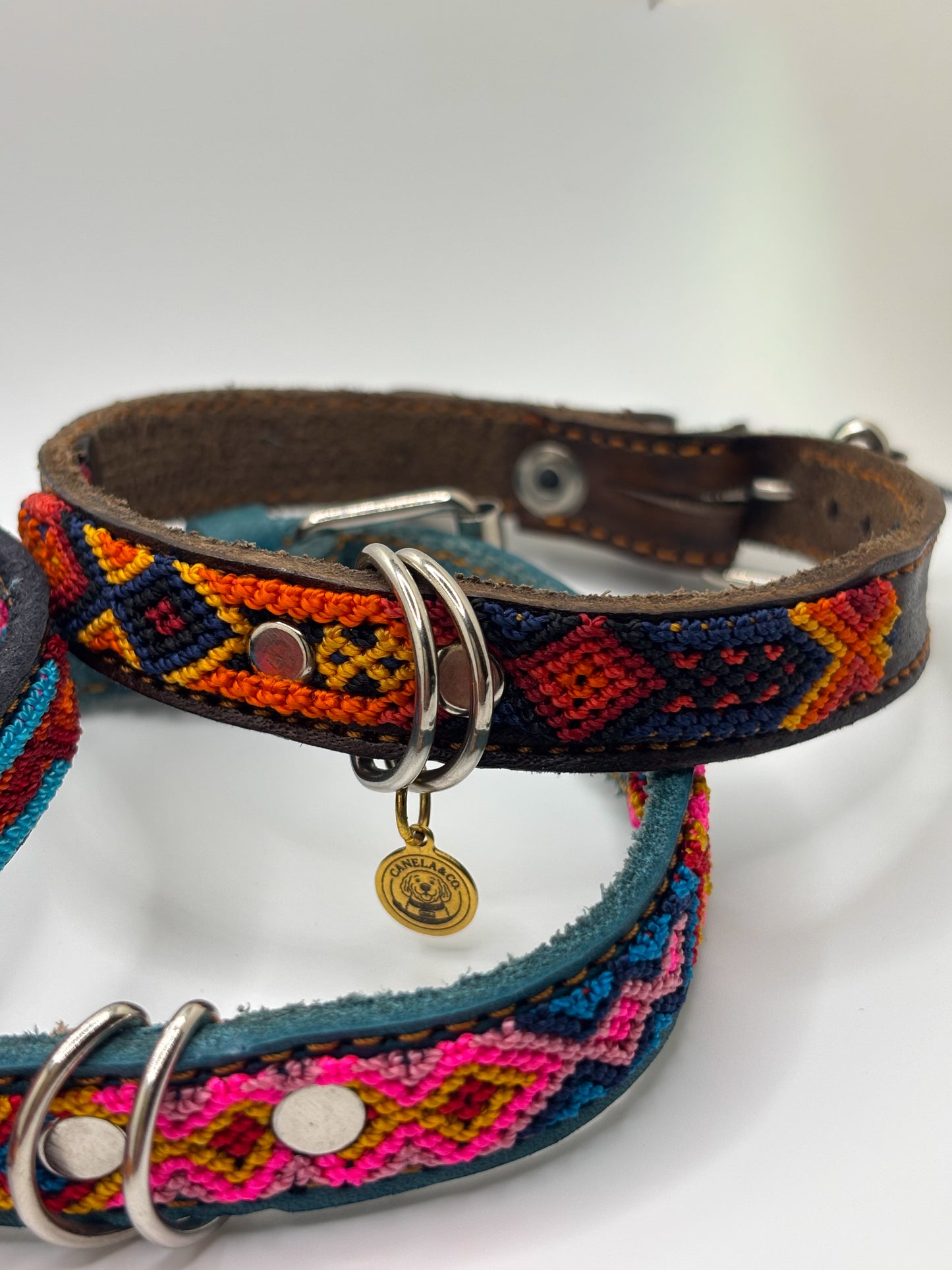 Small (35cm) Hand Embroidered Leather Dog Collars
