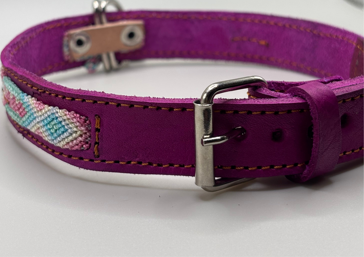 Cotton candy Large 45cm  Leather Dog Collar