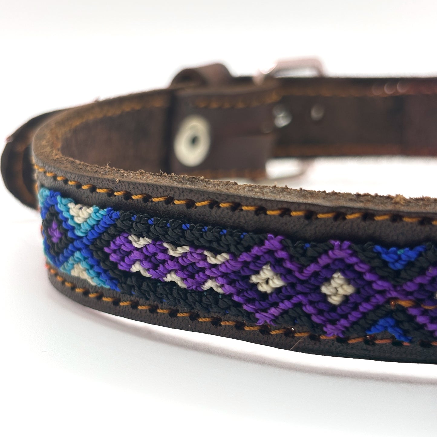 Starry Night Large 45cm Hand Embroidered Leather Dog Collar