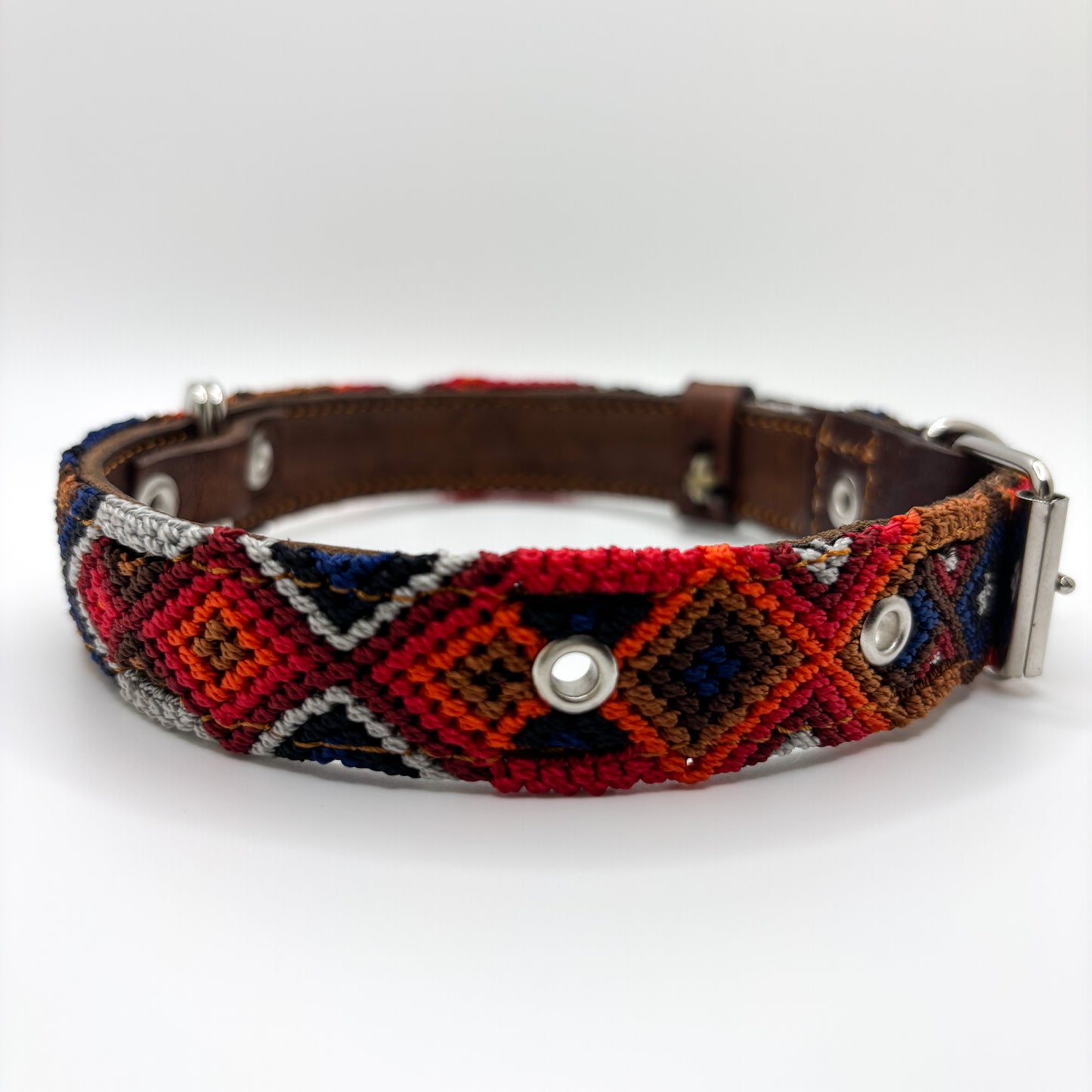 Rústico-Large (45cm) Hand Embroidered Leather Dog Collar