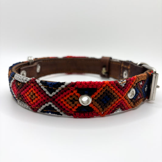 Rústico-Large (45cm) Hand Embroidered Leather Dog Collar