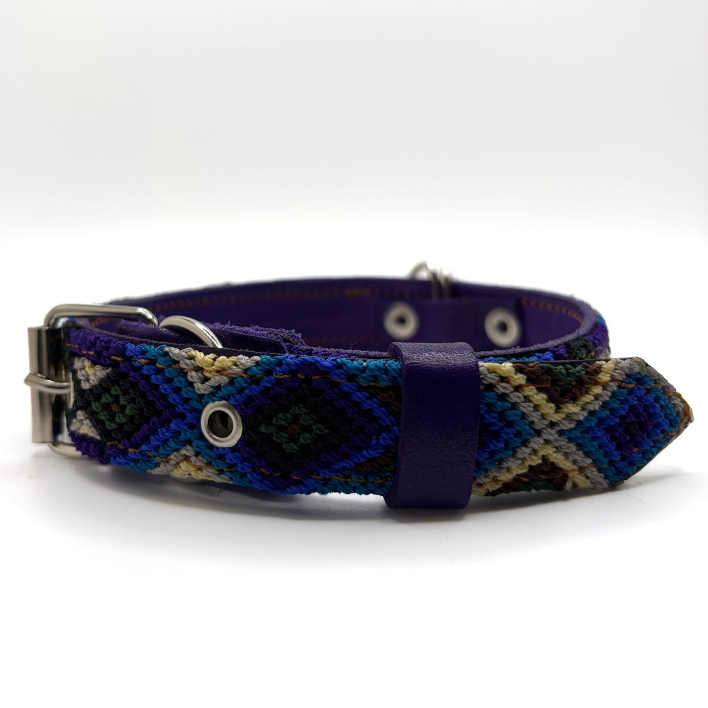 Midnight-Horizon Small (35cm) Hand Embroidered Leather Dog Collar