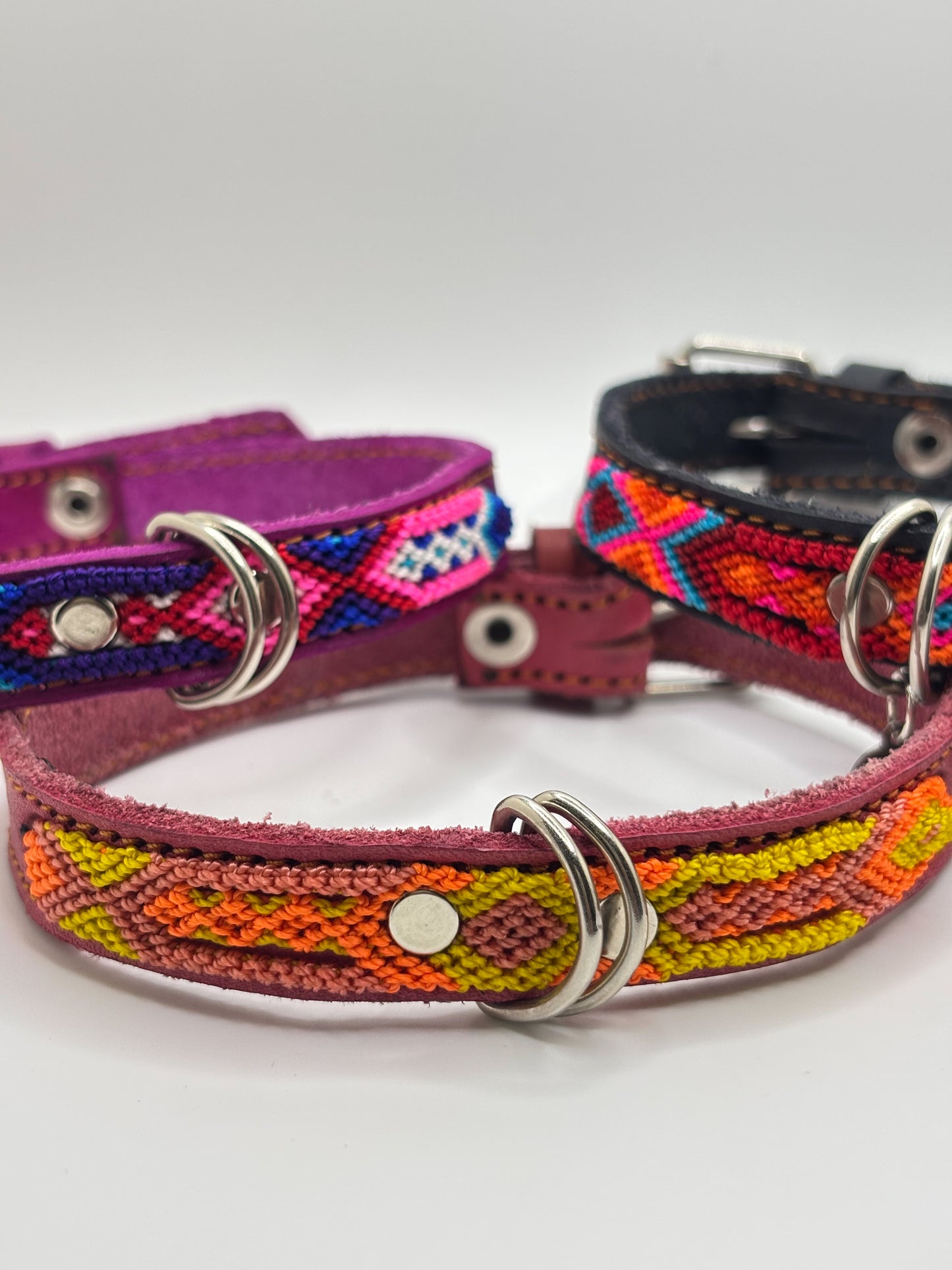 Small (35cm) Hand Embroidered Leather Dog Collars