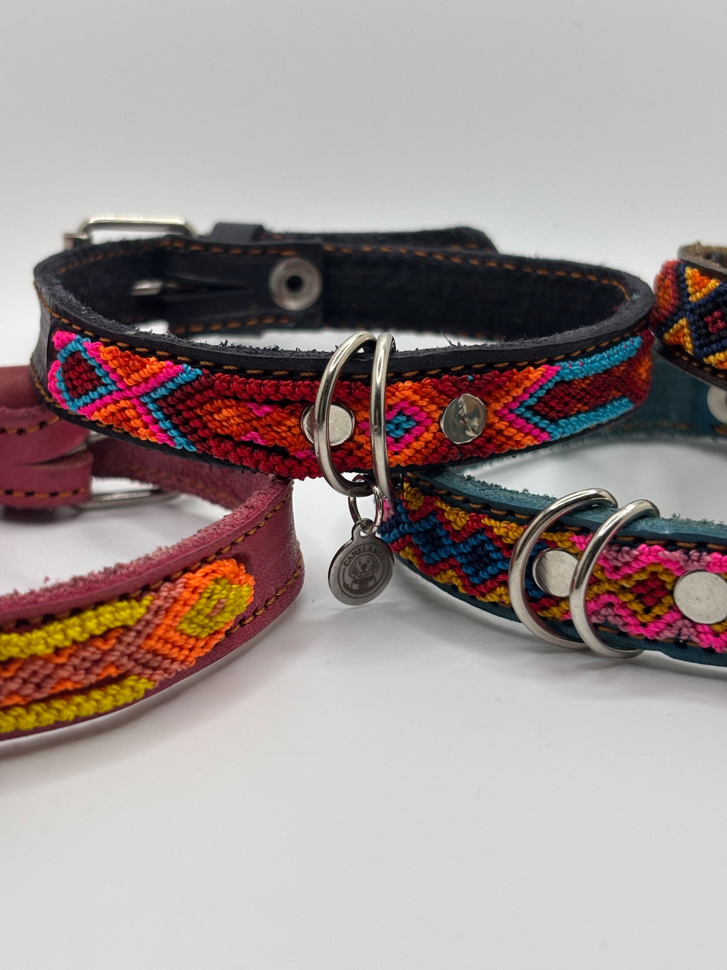 Small (35cm) Hand Embroidered Leather Dog Collars