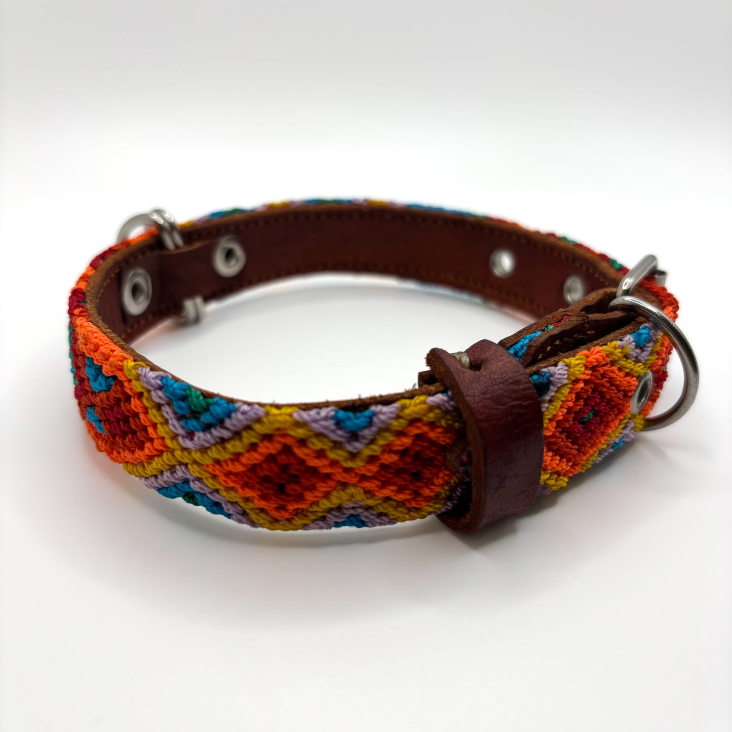 Fiesta-Small (35cm) Hand Embroidered Leather Dog Collar