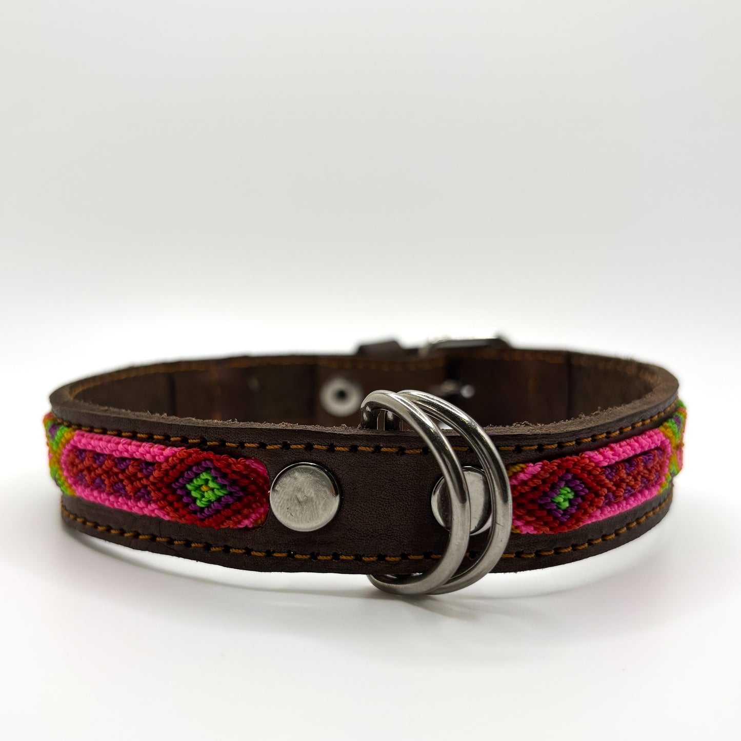 Alegría Medium 40cm Hand Embroidered Leather Dog Collar