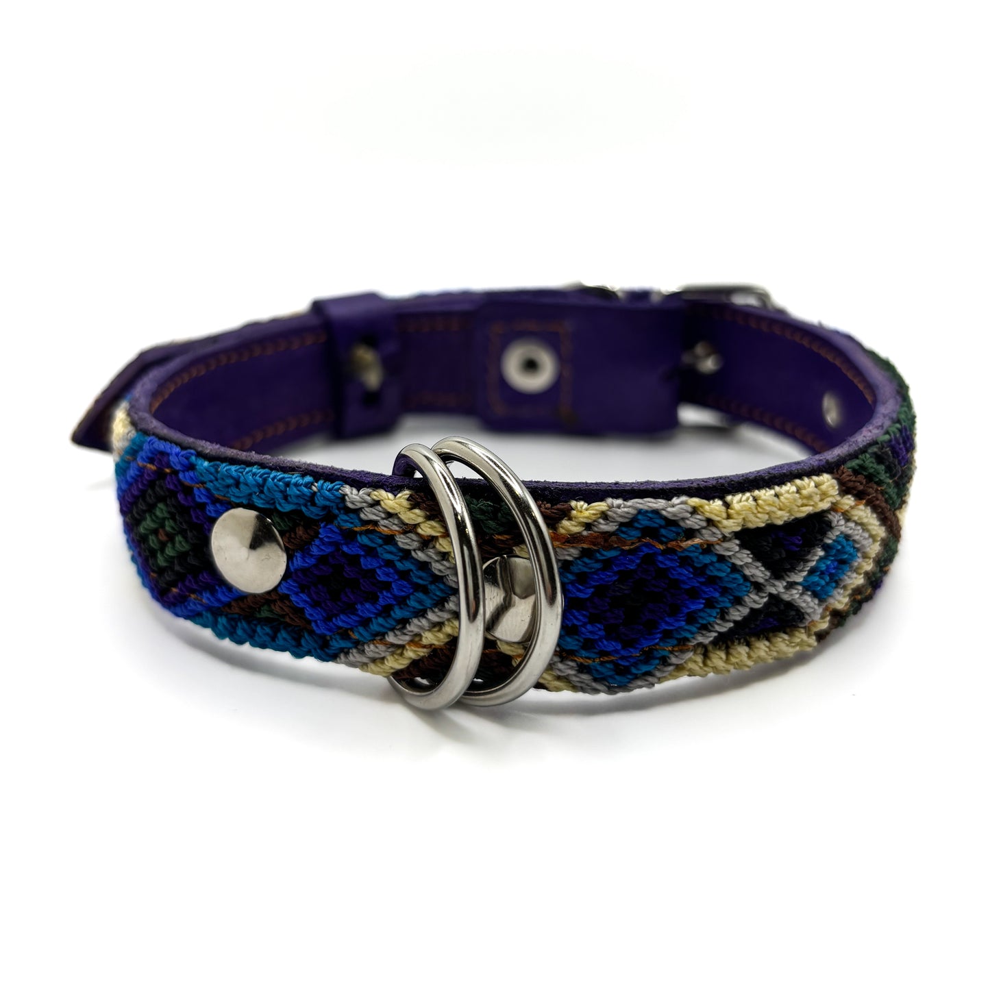 Midnight-Horizon Small (35cm) Hand Embroidered Leather Dog Collar