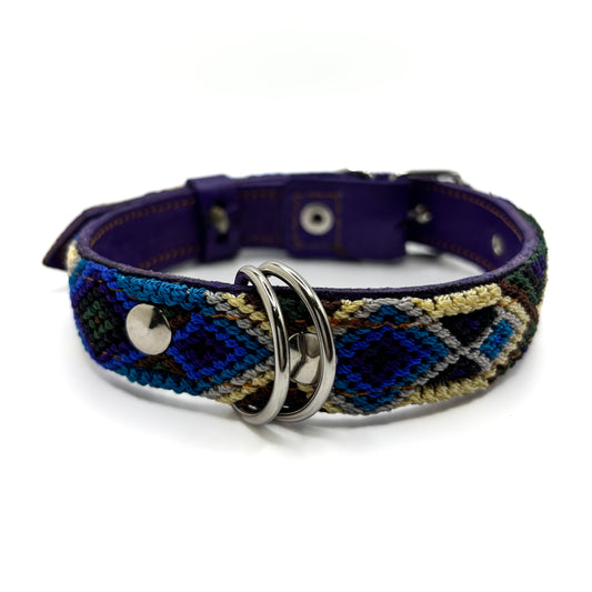 Midnight-Horizon Small (35cm) Hand Embroidered Leather Dog Collar