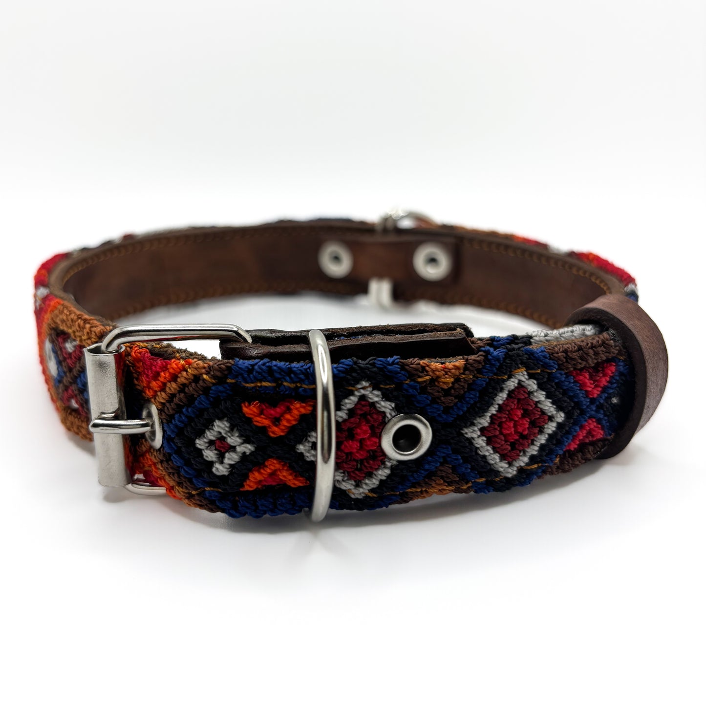 Rústico-Large (45cm) Hand Embroidered Leather Dog Collar