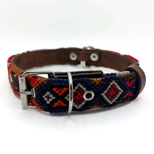 Rústico-Large (45cm) Hand Embroidered Leather Dog Collar