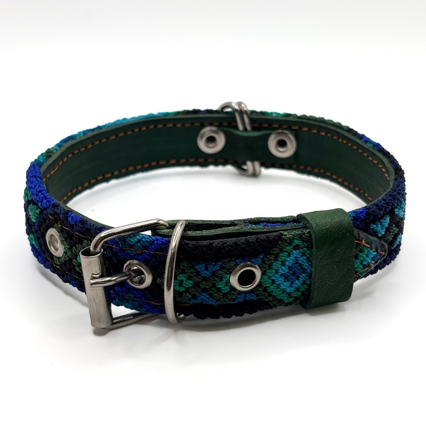 Esmeralda-Small (35cm) Hand Embroidered Leather Dog Collar