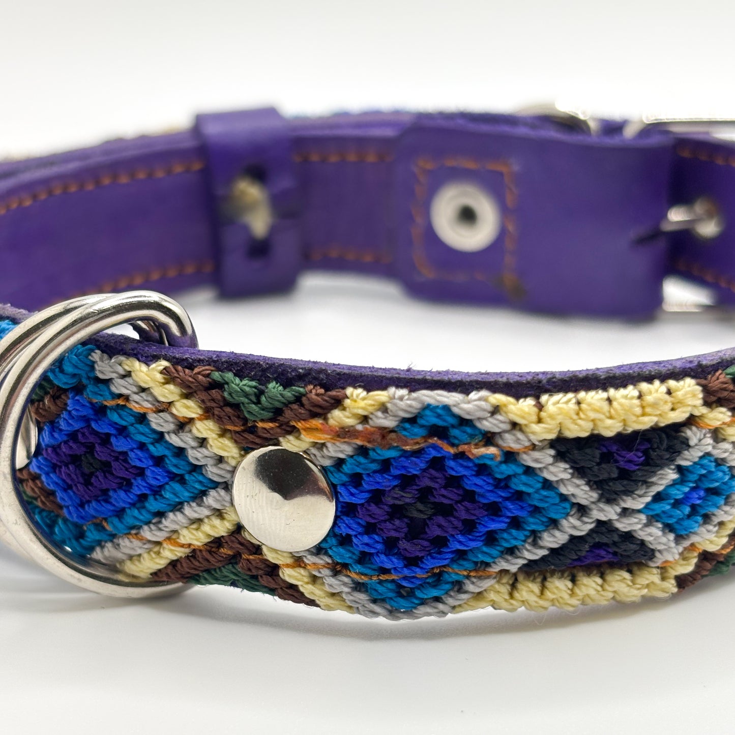 Midnight-Horizon Small (35cm) Hand Embroidered Leather Dog Collar