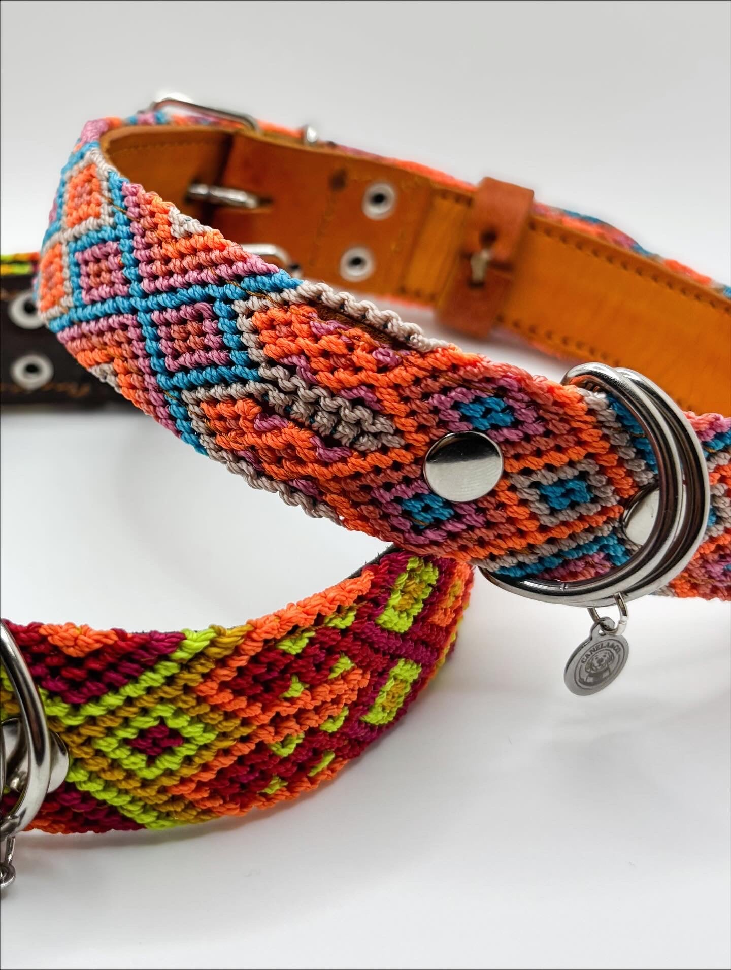 Pumpkin Dreams (50cm) Hand Embroidered Leather Dog Collar