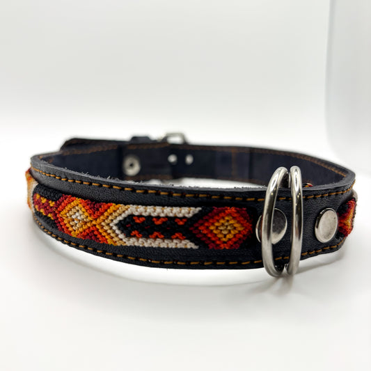 Brasa- Large (45cm) Hand Embroidered Leather Dog Collar