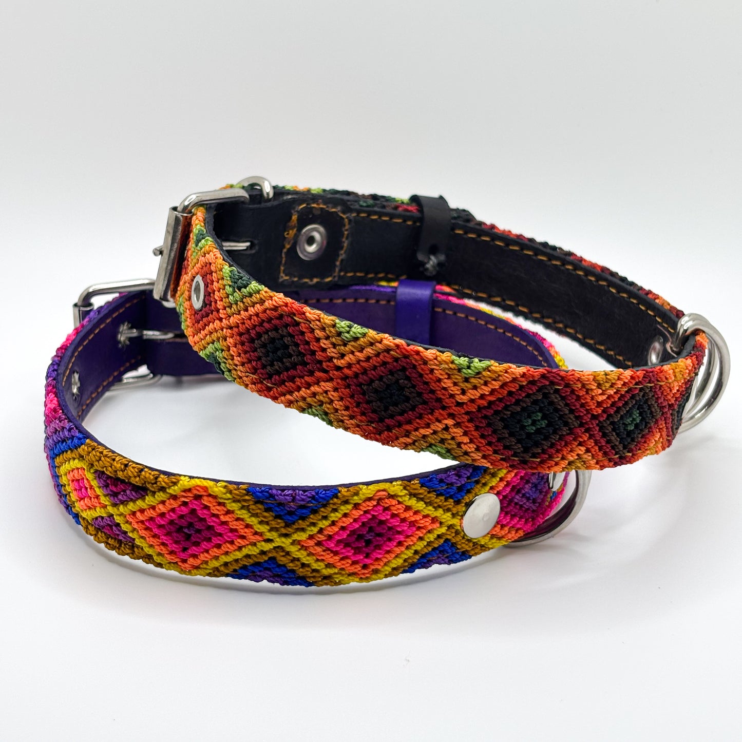 Carnaval Large 45cm Hand Embroidered Leather Dog Collar