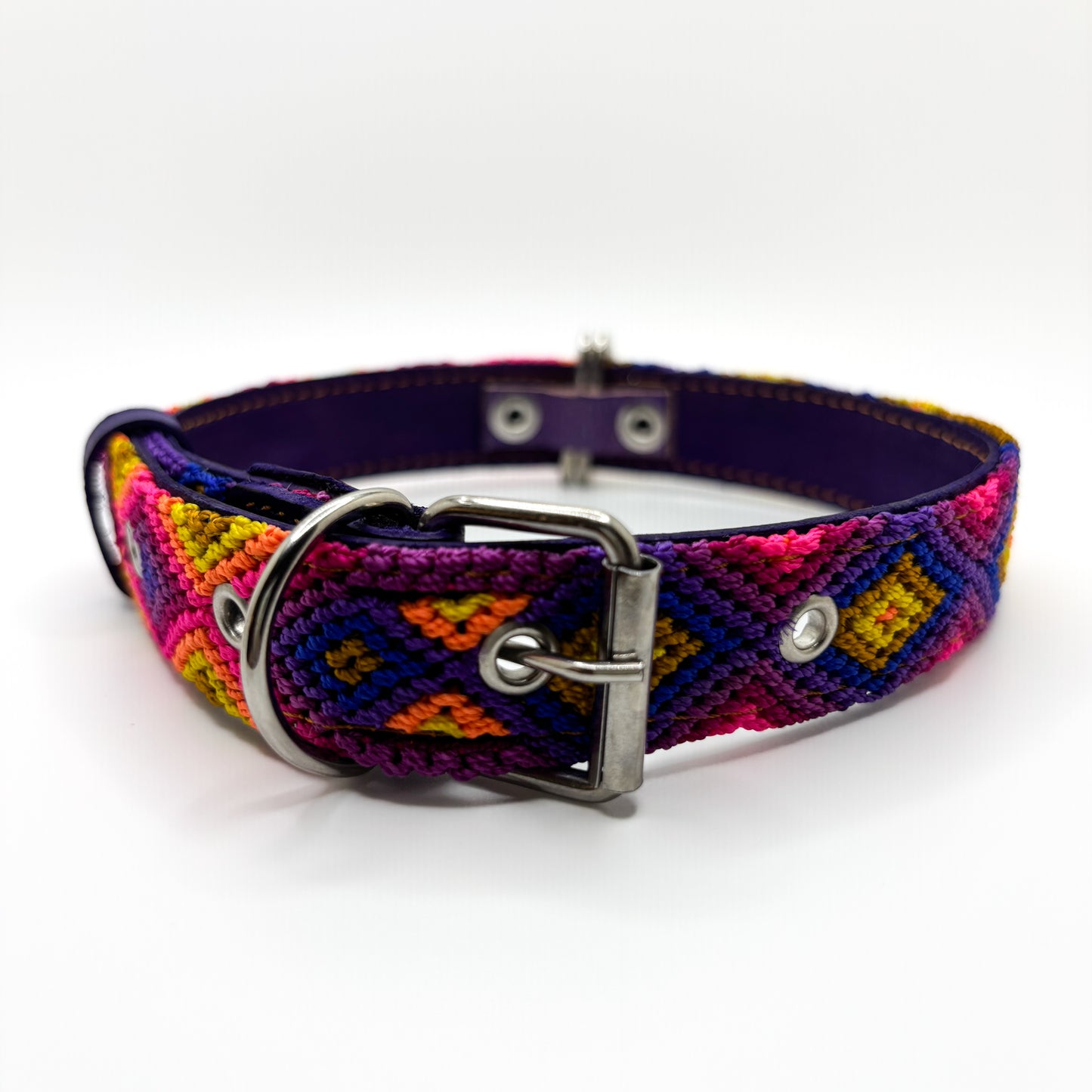 Carnaval Large 45cm Hand Embroidered Leather Dog Collar