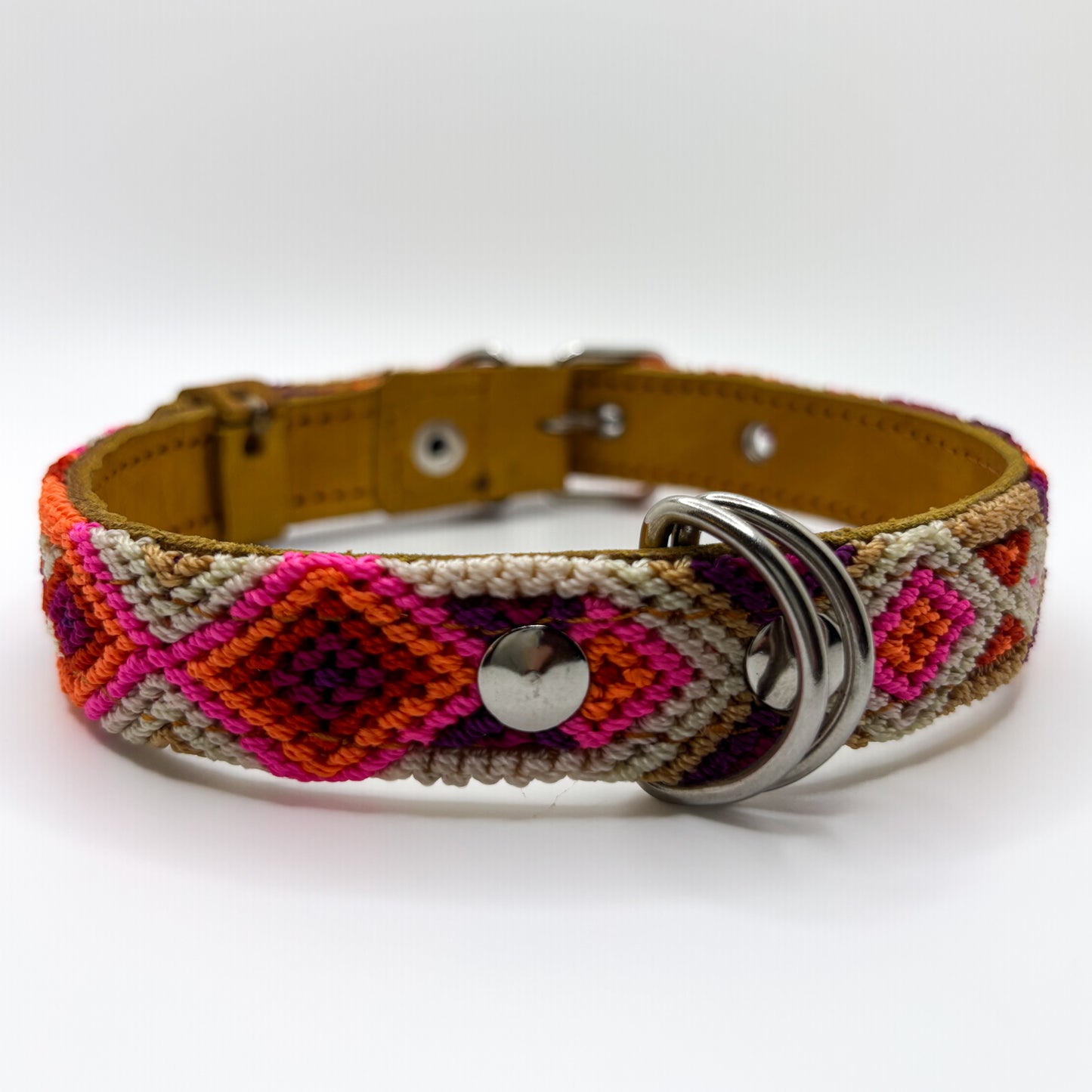 Verano Large 45cm Hand Embroidered Leather Dog Collar