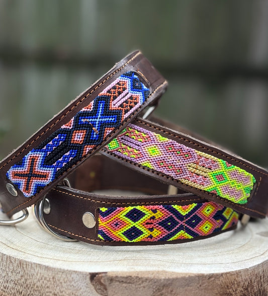 Large Plus (55) Partial Embroidered Leather Collars