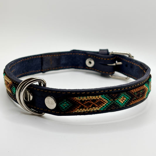 Bosque Large 45cm Hand Embroidered Leather Dog Collar