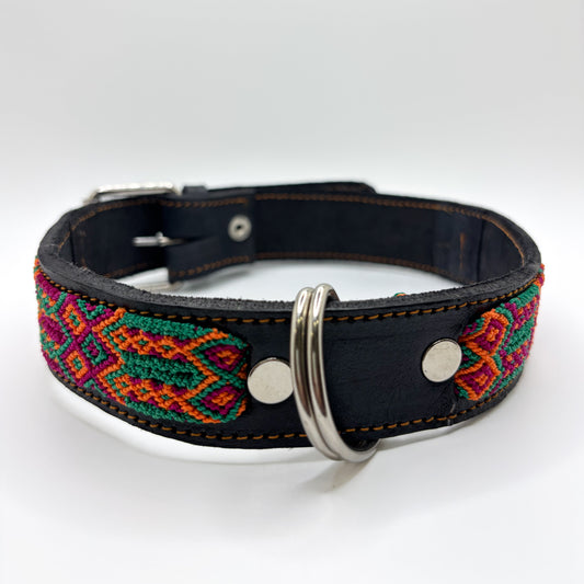 Oasis – XL (55cm) Hand Embroidered Leather Dog Collar