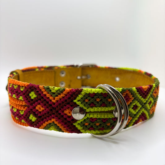 Calor – XXL 60cm -Hand Embroidered Leather Mexican Dog Collar