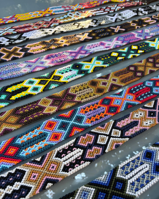 Handwoven Large Dog Leash-1m Embroidered with Leather Handle