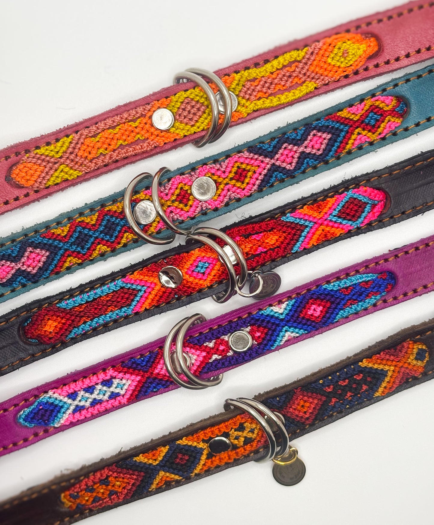 Small (35cm) Hand Embroidered Leather Dog Collars